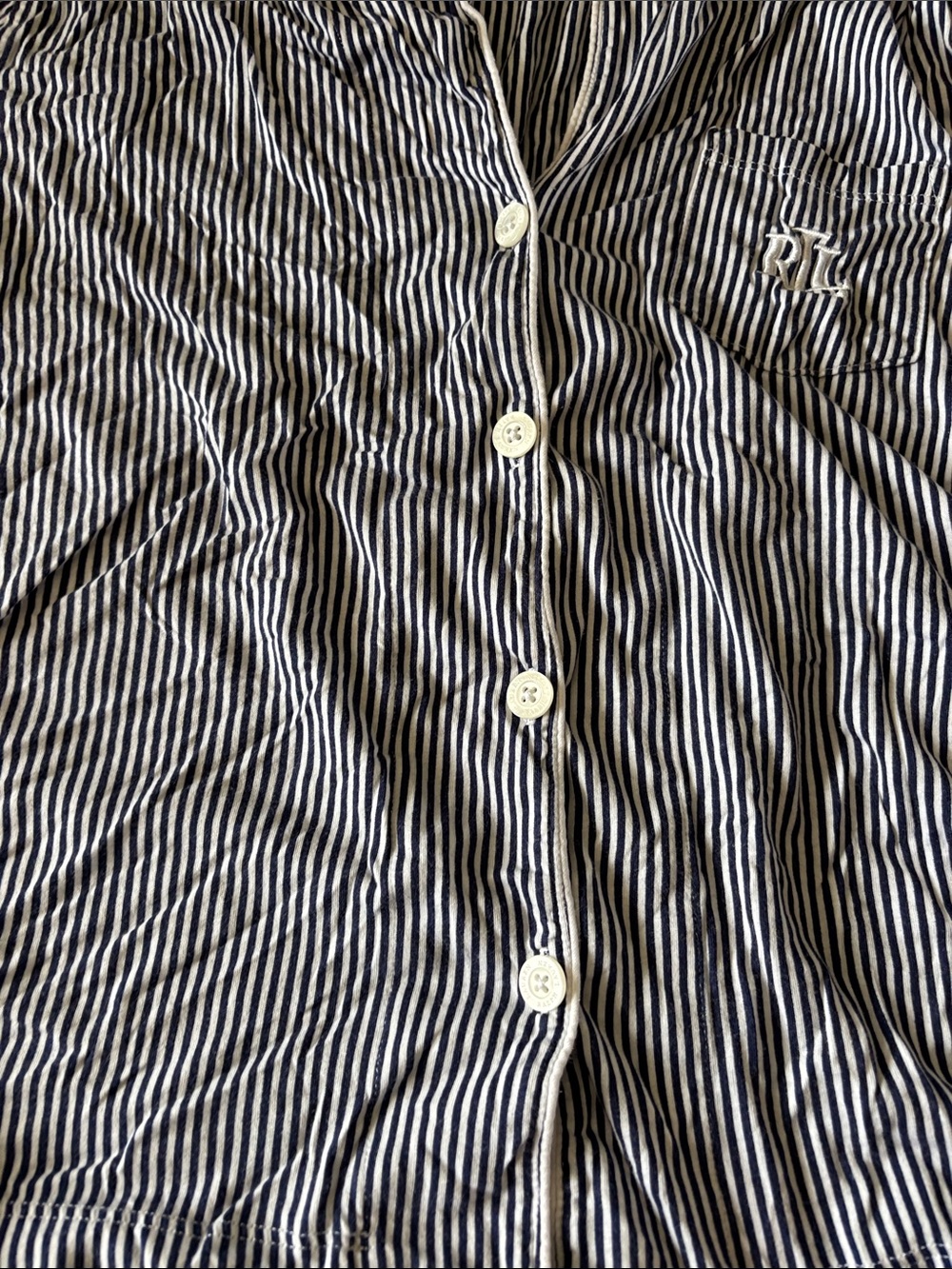 Ralph Lauren Navy & White Striped Button Shirt and Bottoms - Picture 5 of 6